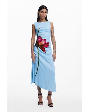 Desigual Vestido Asimétrico Orquídea - Azul