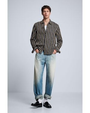 Desigual Camisa Rayas, Hombre, Amarillo - Negro