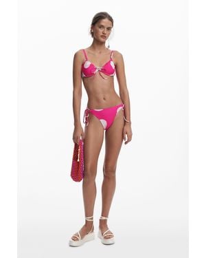 Desigual Braguita Bikini Conchas Fucsia - Rojo