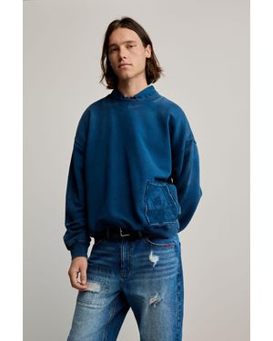Desigual Plain Sweatshirt Logo, Cotton - Blue