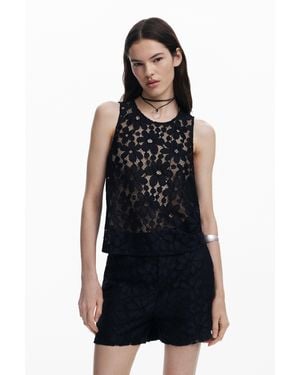 Desigual Spitzenbluse - Schwarz