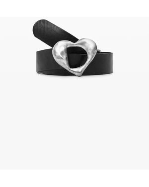 Desigual Leather Heart Belt, Cow Leather - Black