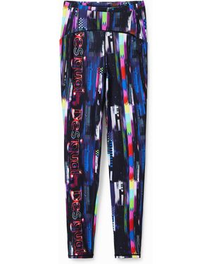 Desigual Leggings Sport Digital, Negro - Azul