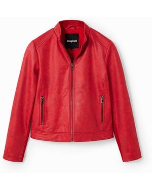 Desigual Slim Biker Jacket, Polyester - Red