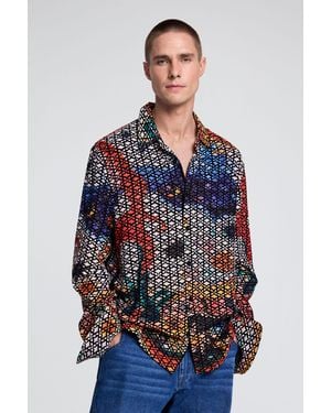 Desigual Embroidered Printed Shirt - Blue