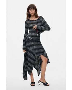 Desigual Asymmetric Midi Dress - Blue