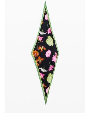 Desigual Foulard Plisado Flores, Poliester, Negro