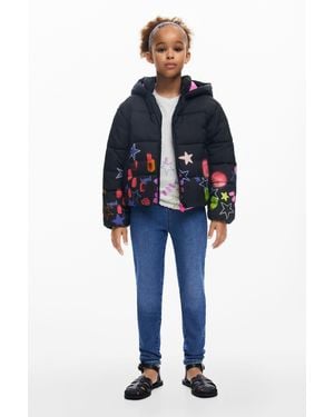 Desigual Star Quilted Coat - Blue