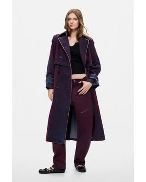 Desigual Abrigo Trench 100% Algodón, Mujer, Algodon, Rojo - Azul