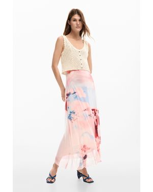 Desigual Crochet Combined Dress, Cotton - Pink