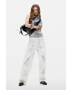 Desigual Printed Balloon Jeans, Cotton - White