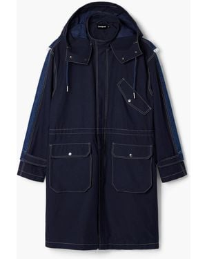 Desigual Hooded Denim Utility Parka - Blue
