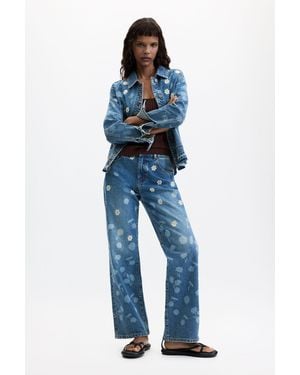 Desigual Floral Embroidered Jeans, Cotton - Blue