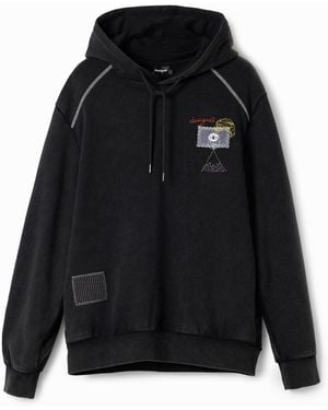 Desigual Patchwork Message Hoodie - Black