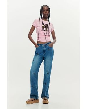 Desigual Pantalón Vaquero Slim, Mujer, Algodon, Azul