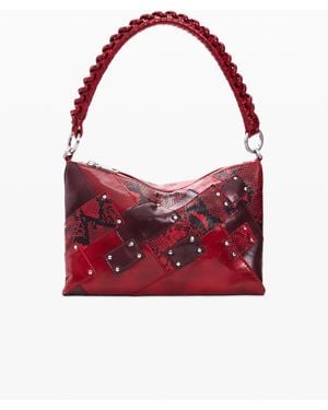 Desigual Medium Square Snake Bag, Polyurethane - Red