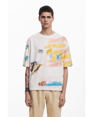Desigual Short-Sleeve Watercolour T-Shirt - White