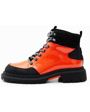 Desigual Lace-Up Trekking Boots - Red