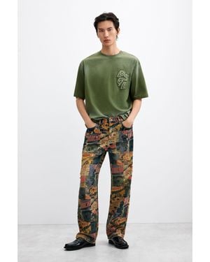 Desigual Mickey Printed Jeans, Cotton - Grey