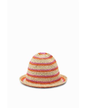 Desigual Striped Raffia Bucket Hat, Paper - Red