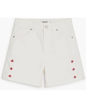 Desigual Embroidered Denim Shorts, Cotton