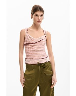 Desigual Ruffled T-Shirt - Red