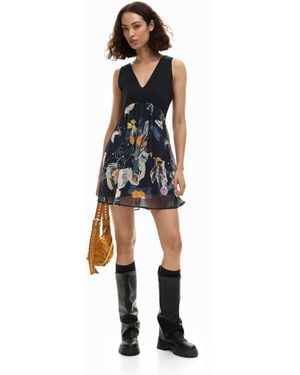 Desigual Dress Bimaterial Collage - Black