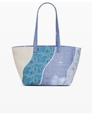 Desigual Große Patch-Denim-Umhängetasche - Blau