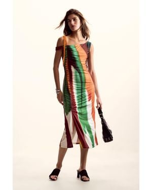 Desigual Striped Dress M. Christian Lacroix, Polyester - White