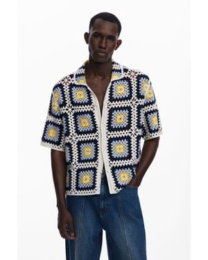Desigual Häkelhemd Mit Kurzen Ärmeln - Blau