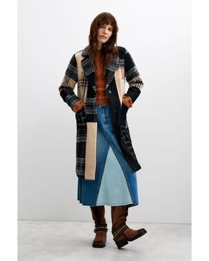 Desigual Coat Patches Checks - Black