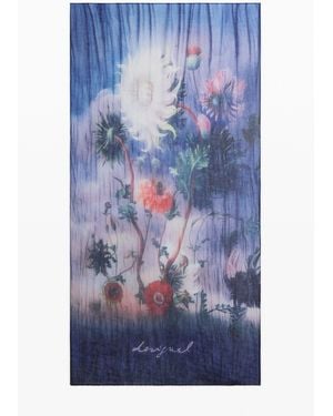 Desigual Printed Flower Scarf, Polyester - Blue