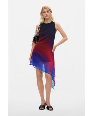 Desigual Ärmelloses Asymmetrisches Kleid, Damen, Polyester, Blau - Rot