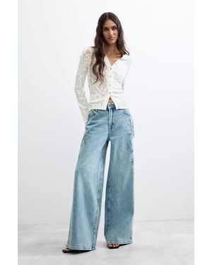 Desigual Wide Leg Jeans, Cotton - Blue