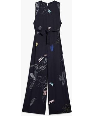 Desigual Floral Palazzo Jumpsuit, Viscose - Blue