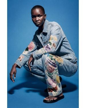 Desigual Embroidered Denim Jacket, Cotton - Blue