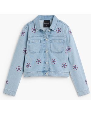 Desigual Printed Jacket 100% Cotton, Cotton - Blue