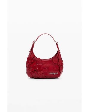 Desigual Small Shiny Floral Appliqué Bag - Red
