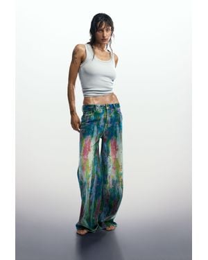 Desigual Wide Leg Splatter Jeans, Cotton - Blue
