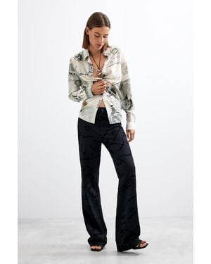 Desigual Long Printed Trousers - Blue