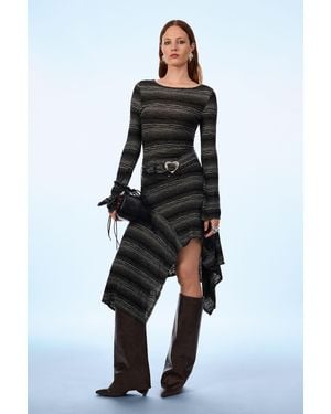 Desigual Asymmetric Knit Midi Dress - Blue