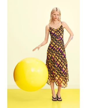 Desigual Midi Dress With Straps, Polyester - Yellow