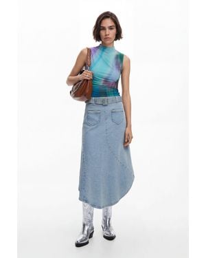Desigual Asymmetric Denim Skirt, Cotton - Blue