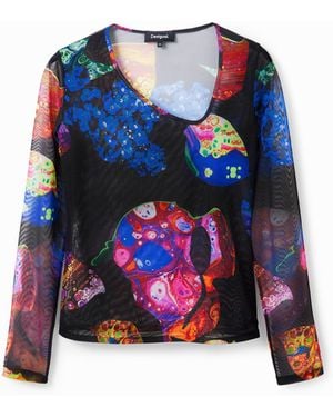 Desigual Christian Lacroix Mineral Tulle T-Shirt, Polyester - Blue