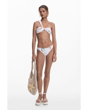 Desigual Top Bikini Conchas - Blanco