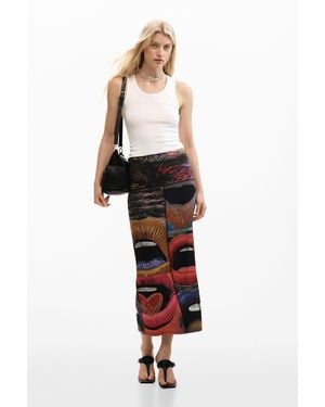 Desigual Printed Knit Skirt, Viscose - White