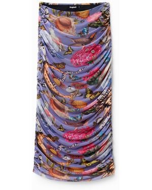 Desigual Slim Tulle Midi Skirt, Polyester - White