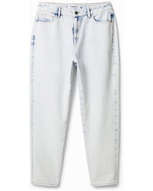 Desigual Relaxed Jeans With Print, Cotton - White