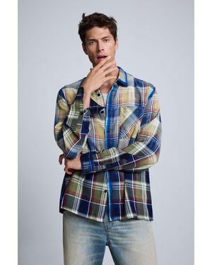 Desigual Checked Spray Shirt, Cotton - Blue