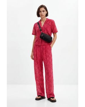 Desigual Tailored Floral Lace Pants, Polyester